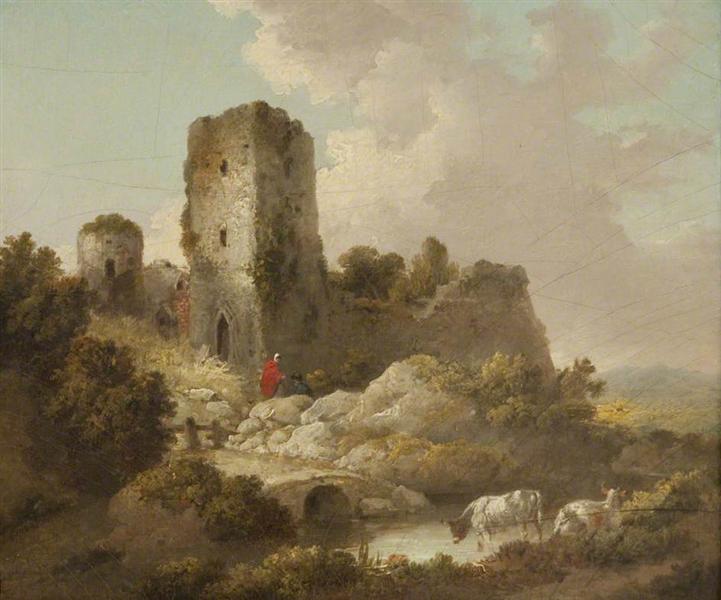 Landscape with Ruined Castle - Джордж Морланд