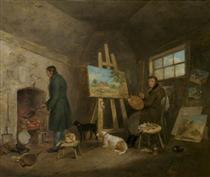 The Artist in His Studio and His Man Gibbs - Джордж Морланд
