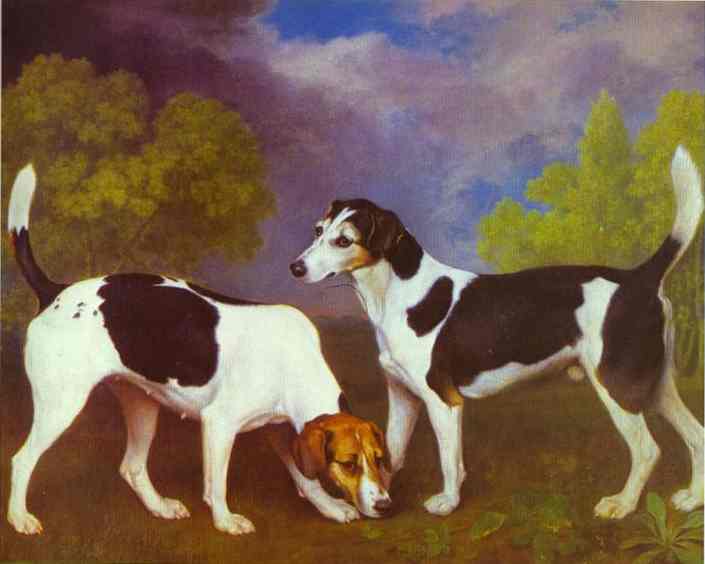 Hound and Bitch in a Landscape, 1792 - Джордж Стаббс