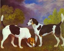 Hound and Bitch in a Landscape - George Stubbs