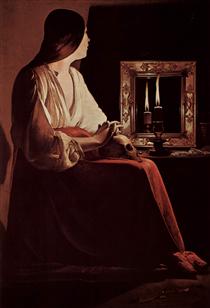 Repenting Magdalene, also called Magdalene and Two Flames - Жорж де Латур