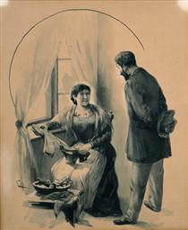 Drawing for the short story "The Ugly Sister" by D. Vikelas - Georgios Jakobides