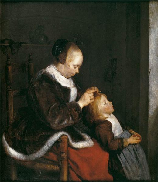Mother Combing the Hair of Her Child, c.1653 - Gerard Terborch