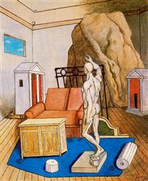 Furniture and rocks in a room - Giorgio de Chirico