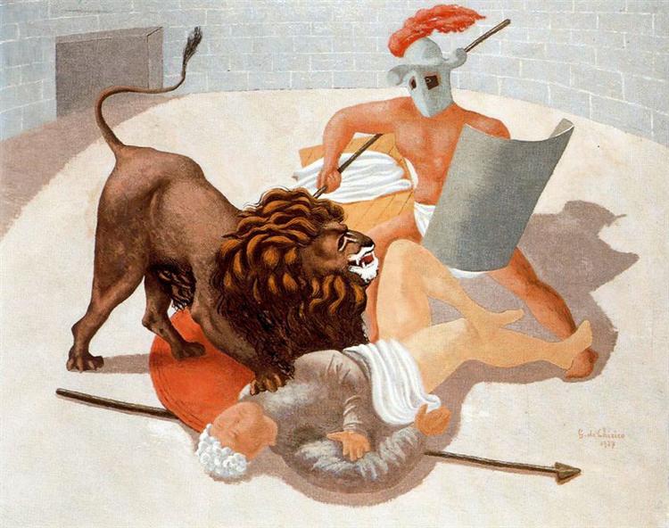 Gladiators and Lion, 1927 - Giorgio de Chirico