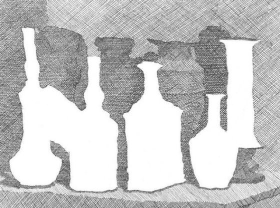 Still life with vases on a table, 1931 - 喬治·莫蘭迪