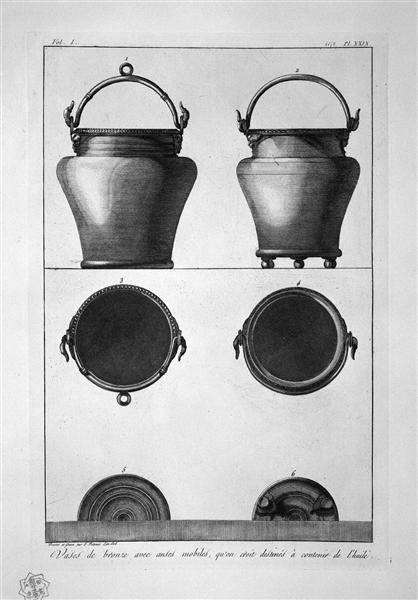 Bronze vessels with movable handles, found at Pompeii - Giovanni Battista Piranesi
