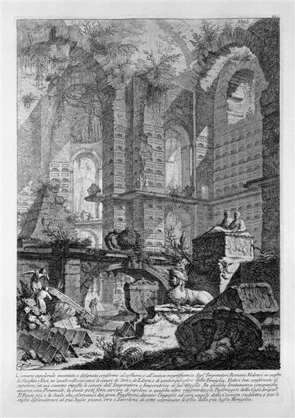 Burial chamber invented and designed in accordance with the custom and the ancient Roman emperors magnificence, 1742 - Giovanni Battista Piranesi