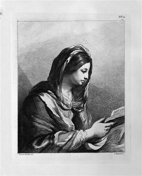 Woman Reading (half length) by Guercino - Джованни Баттиста Пиранези