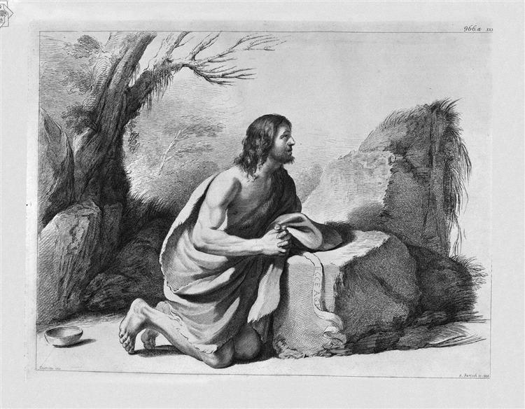 St. John the Baptist in prayer, by Guercino - Giovanni Battista Piranesi
