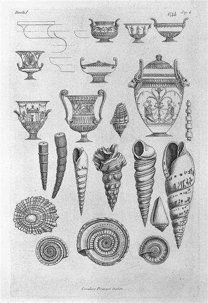 Other shells, and Greek vases etched outline - 皮拉奈奇