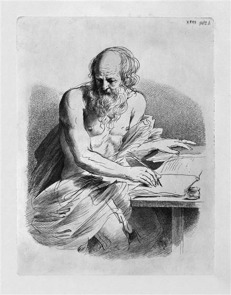 St. Jerome in the act of writing, by Guercino - Джованні Баттіста Піранезі