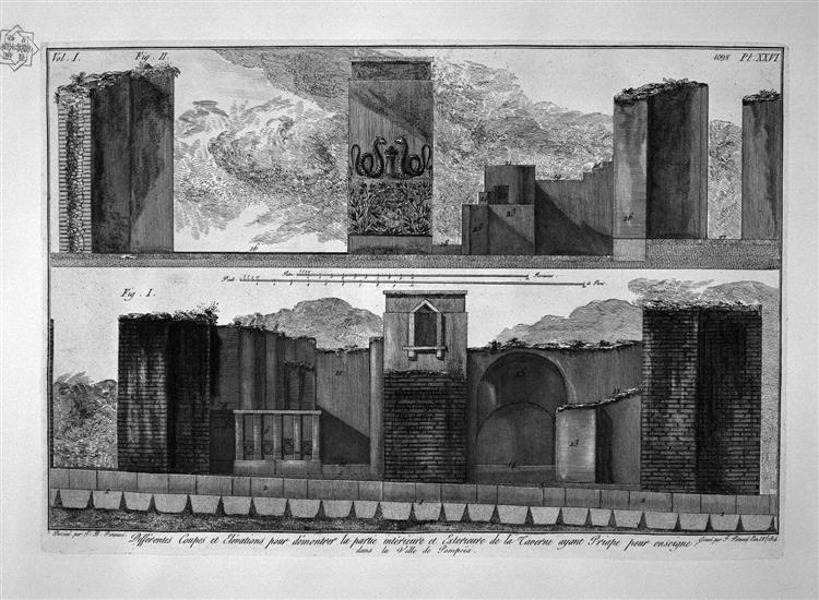 Plan and elevation of the second tavern on the right - Giovanni Battista Piranesi