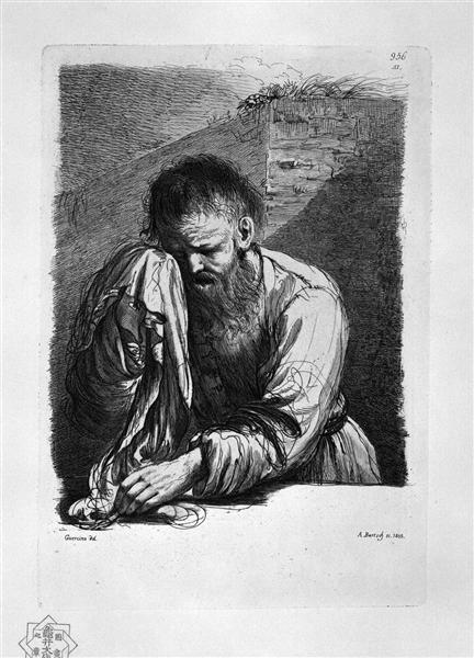Old Weeping (half length) by Guercino - Джованні Баттіста Піранезі