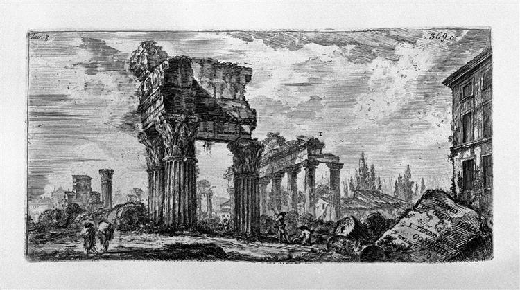 Table text: Following the inscriptions referred to in the previous plate and index tables contained in the work - Giovanni Battista Piranesi
