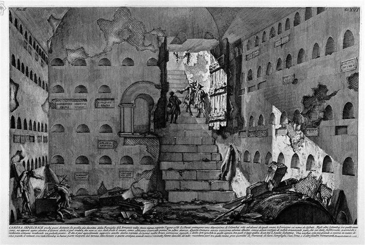 The Roman antiquities, t. 2, Plate XVI. Inscriptions and fragments of the burial chambers of the Family Arrunzia (figures carved from Barbault).., 1756 - Giovanni Battista Piranesi