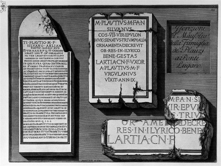The Roman antiquities, t. 3, Plate XI. Membership of the Mausoleum of the Family in Ponte de Plauzij Lugano. - Джованні Баттіста Піранезі