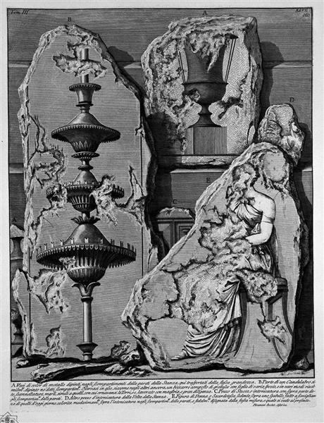The Roman antiquities, t. 3, Plate XLVIII. Decorative details of the walls of the room above. - Giovanni Battista Piranesi
