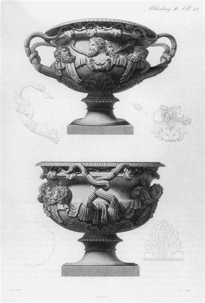The so called `Warwick Vase`, an famous antique marble object, found in Tivoli, Italy, in 1771 - Giovanni Battista Piranesi