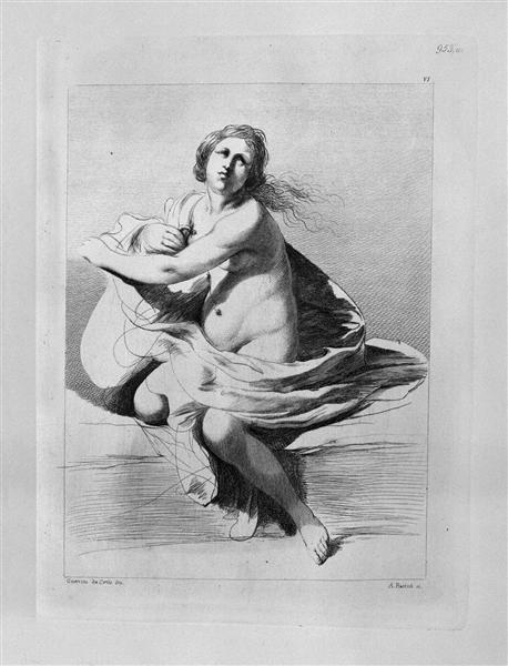 Study for the Adulteress: half figure with folded arms, from Guercino - 皮拉奈奇