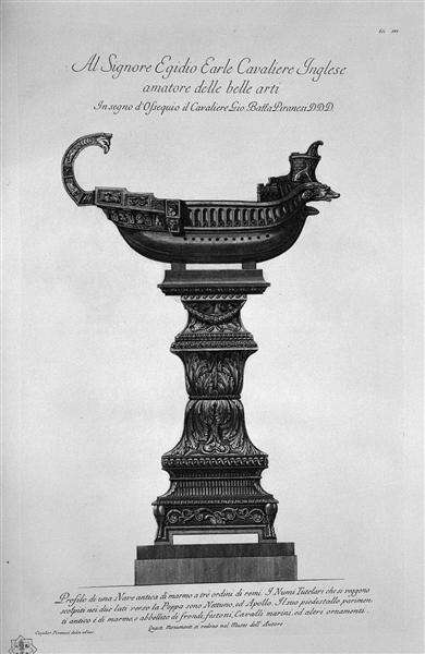 Trireme Roman with marble pedestal - Джованні Баттіста Піранезі