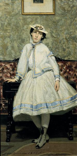 Portrait of Alaide Banti in White Dress, 1866 - Джованні Болдіні