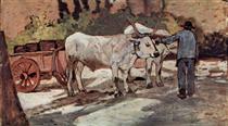 Farmer with ox cart - Джованні Фатторі