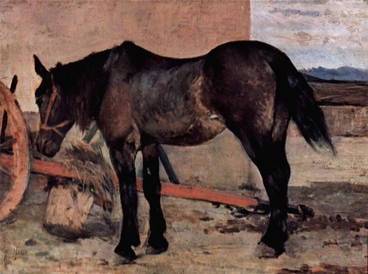 Mare at a cart, 1880 - 1890 - Джованні Фатторі