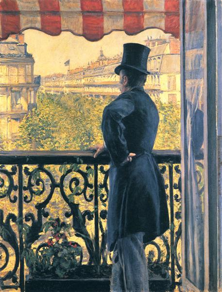 Man on a Balcony, Boulevard Haussmann, 1880 - 古斯塔夫·卡耶博特