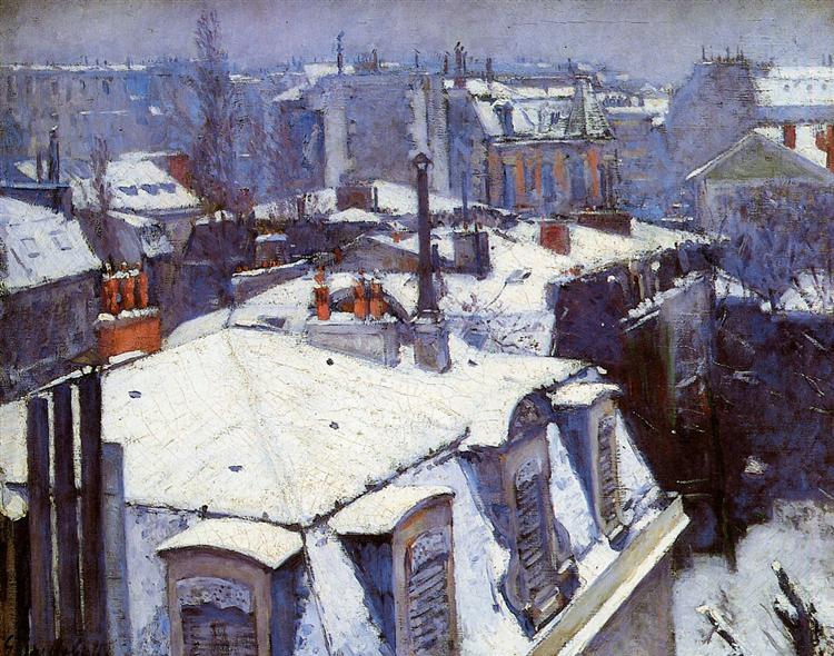 View of Roofs (Snow Effect) or Roofs under Snow, 1878 - Гюстав Кайботт