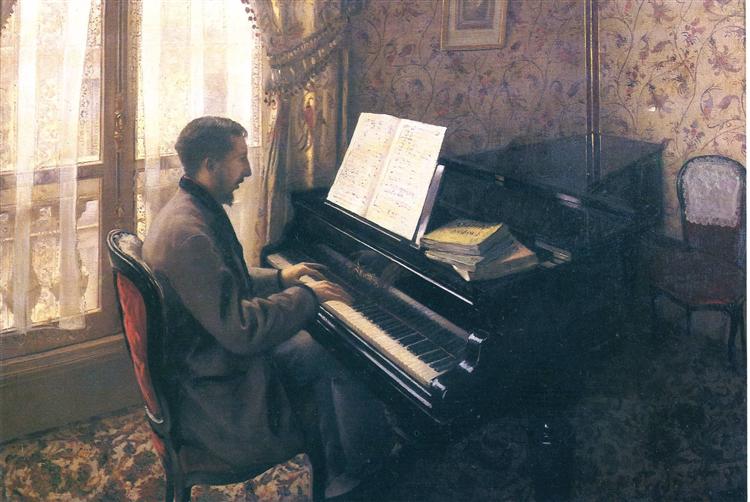 Young Man Playing the Piano, 1876 - 古斯塔夫·卡耶博特