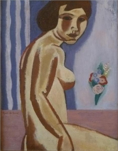 Naked woman with flower bouquet, 1931 - Gustave de Smet