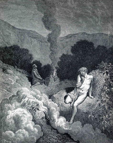 Каин и Авель, приносящие жертвы - Гюстав Доре
