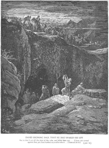 David Shows Saul How He Spared His Life - Gustave Dore