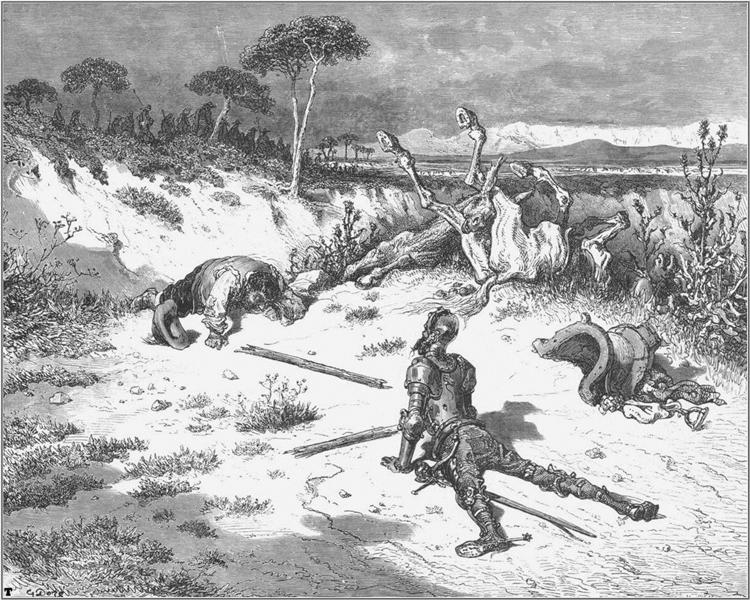Dom Quixote Moralizando na Ingratidão - Gustave Doré