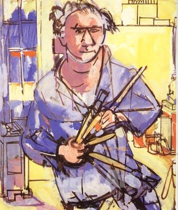Self-Portrait with Brushes, 1942 - Hans Hofmann