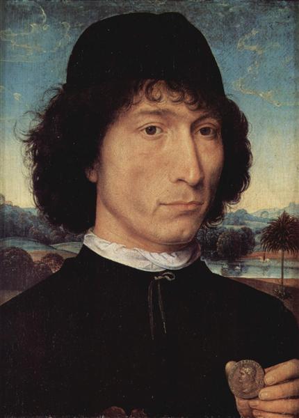 Portrait of a Man holding a coin of the Emperor Nero, c.1480 - Hans Memling