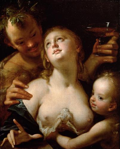 Bacchus, Venus and Cupid, 1595 - Ханс фон Аахен