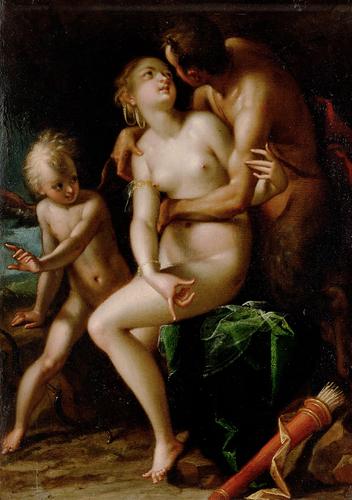 Venus, Cupid and a satyr, 1598 - Hans von Aachen