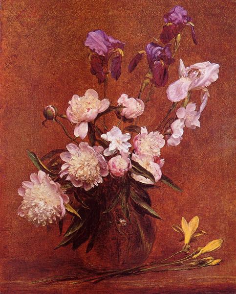 Bouquet of Peonies and Iris, 1884 - Анри Фантен-Латур