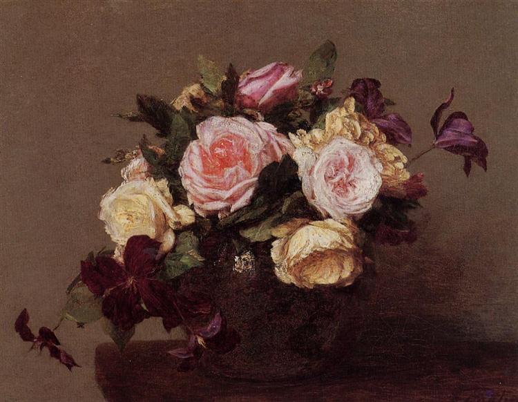 Roses and Clematis, 1883 - Анрі Фантен-Латур
