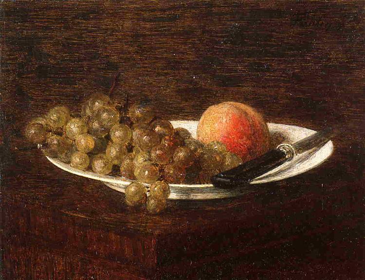 Still Life Peach and Grapes, 1870 - Анри Фантен-Латур