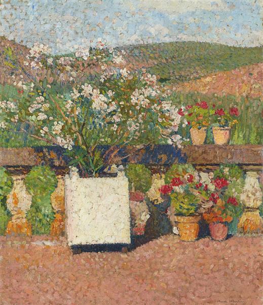 Roses and Geraniums on the Terrace at Marquayrol - Henri Martin