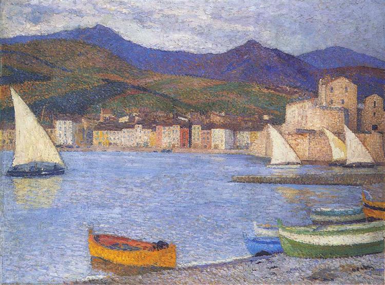 Sailboats in the Port of Collioure, 1920 - Анрі Мартен