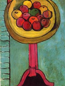 Яблука на столі, зелений фон - Анрі Матісс