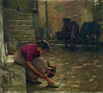 Going out with the Cows - Henry Herbert La Thangue