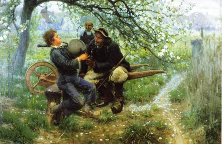 The Bagpipe Lesson, 1893 - Генри Оссава Таннер