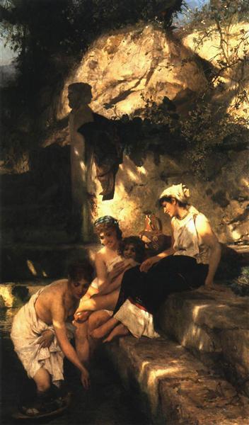 By a Pool. A Scene from Roman Life, 1885 - Генріх Семирадський