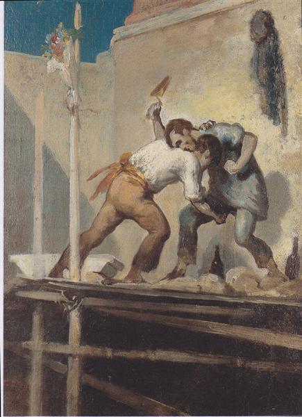 Fighting Bricklayer - Honoré Daumier