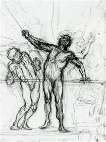 Study for the Parade - Honoré Daumier